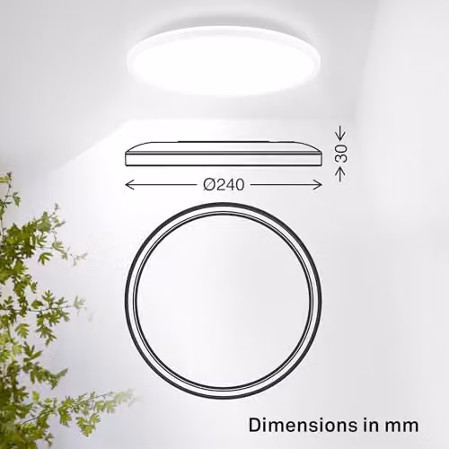 B.K.Licht White LED Slim Panel Ceiling Light, 16W, 1900lm, 4000K Neutral White, IP44 Splash-Proof, W/D/H: 24 x 30 x 3 cm – 3