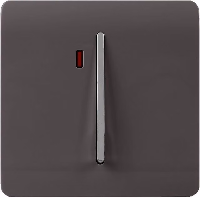 Trendi 45A Flush Cooker Switch with Neon Insert in Brown and Chrome