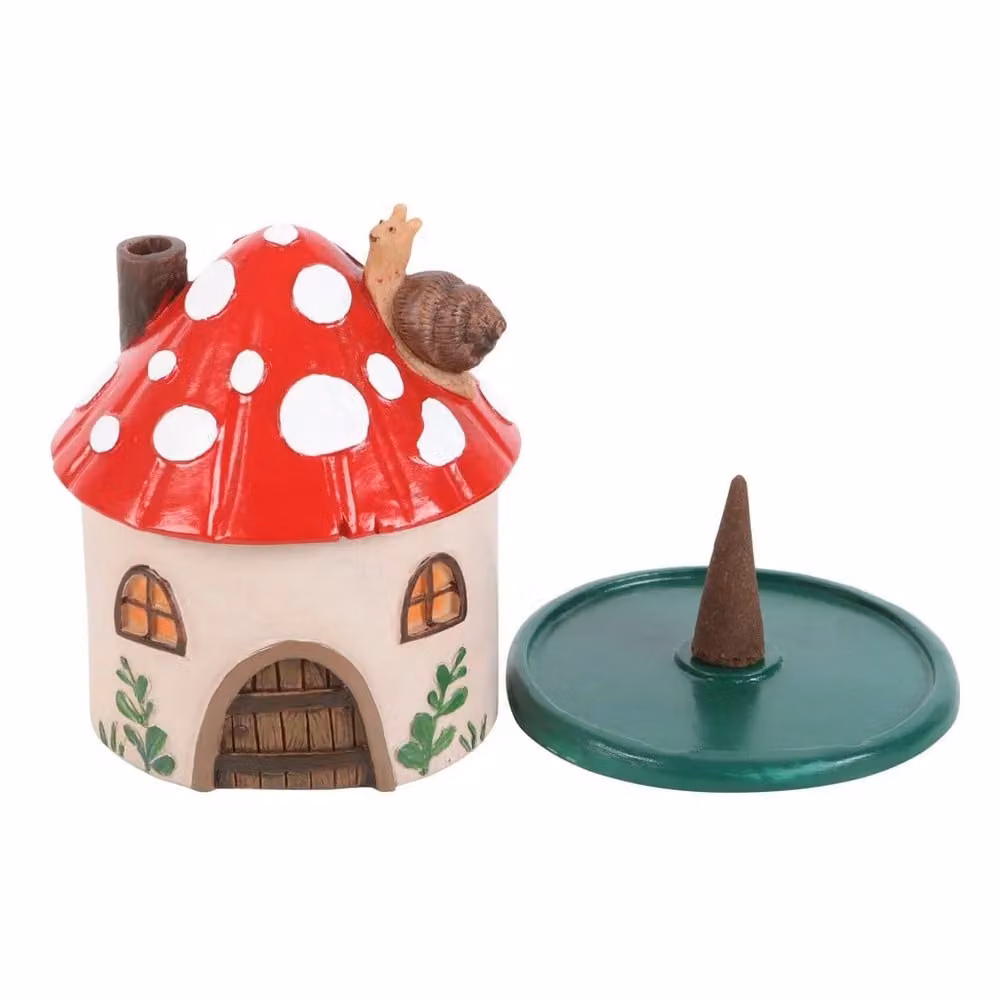 Something Different Resin Mushroom House Incense Cone Holder in Beige and Multicolour – 2