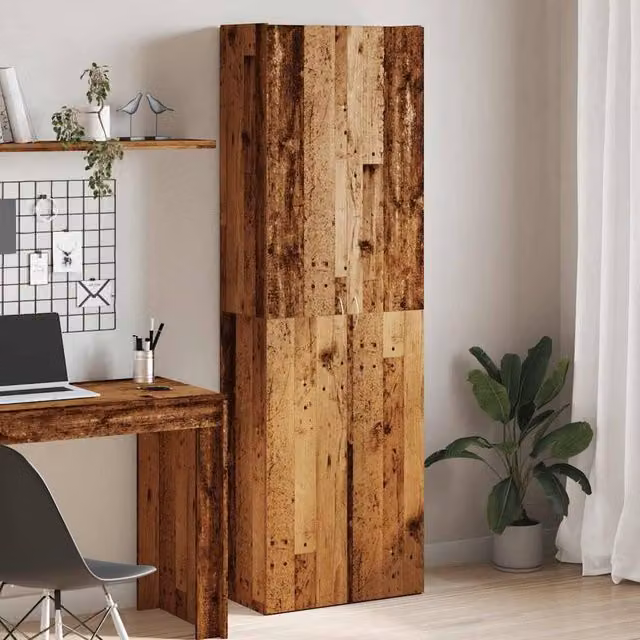 Berkfield Home Old Wood Highboard in Brown, W/D/H: 60 x 32 x 190 cm – 1