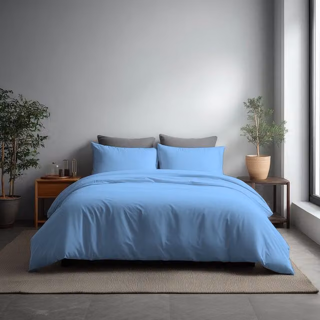 Home Sweet Home UK King Size Microfibre Duvet Cover and Pillowcase Set in Blue
