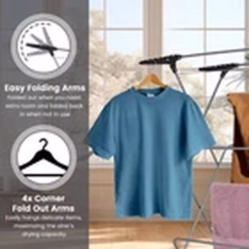 EONLION Foldable 3 Tier Steel Clothes Laundry Airer Drying Rack in Silver – 4