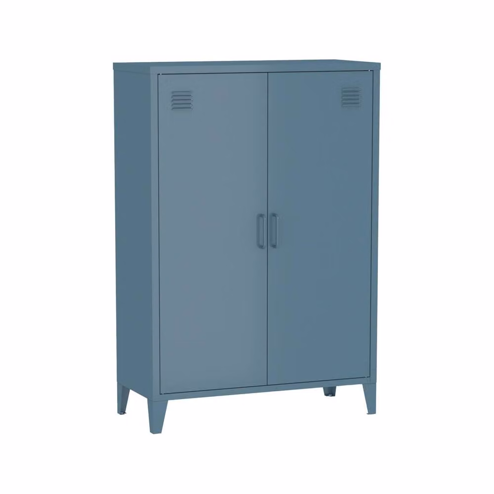 sweeek Industrial Metal Sideboard Cabinet in Blue with 2 Storage Compartments – 2