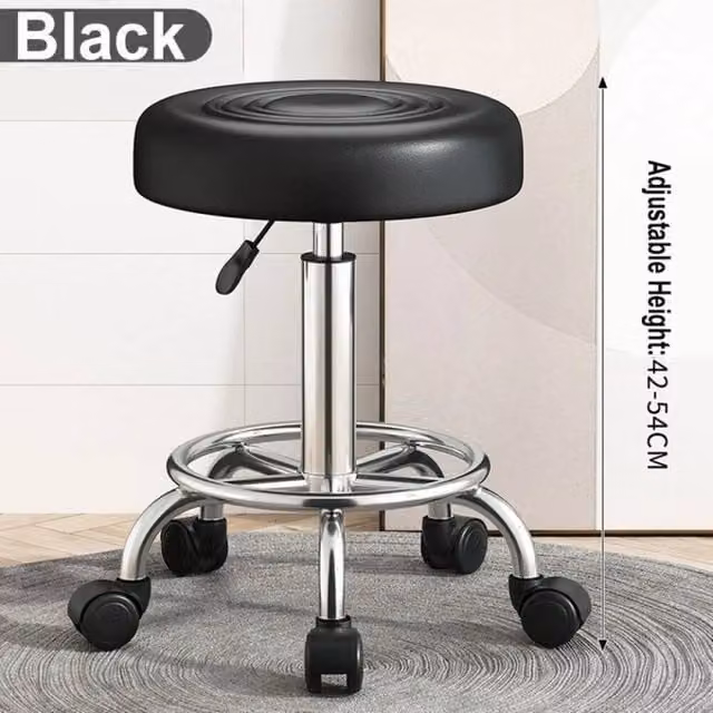 FORGEVIO Black Synthetic Leather Massage Lift Bar Office Chair with Metal Frame – 1