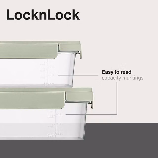 LocknLock NestnLock Airtight Container Set, 3 Pieces, Sage Green