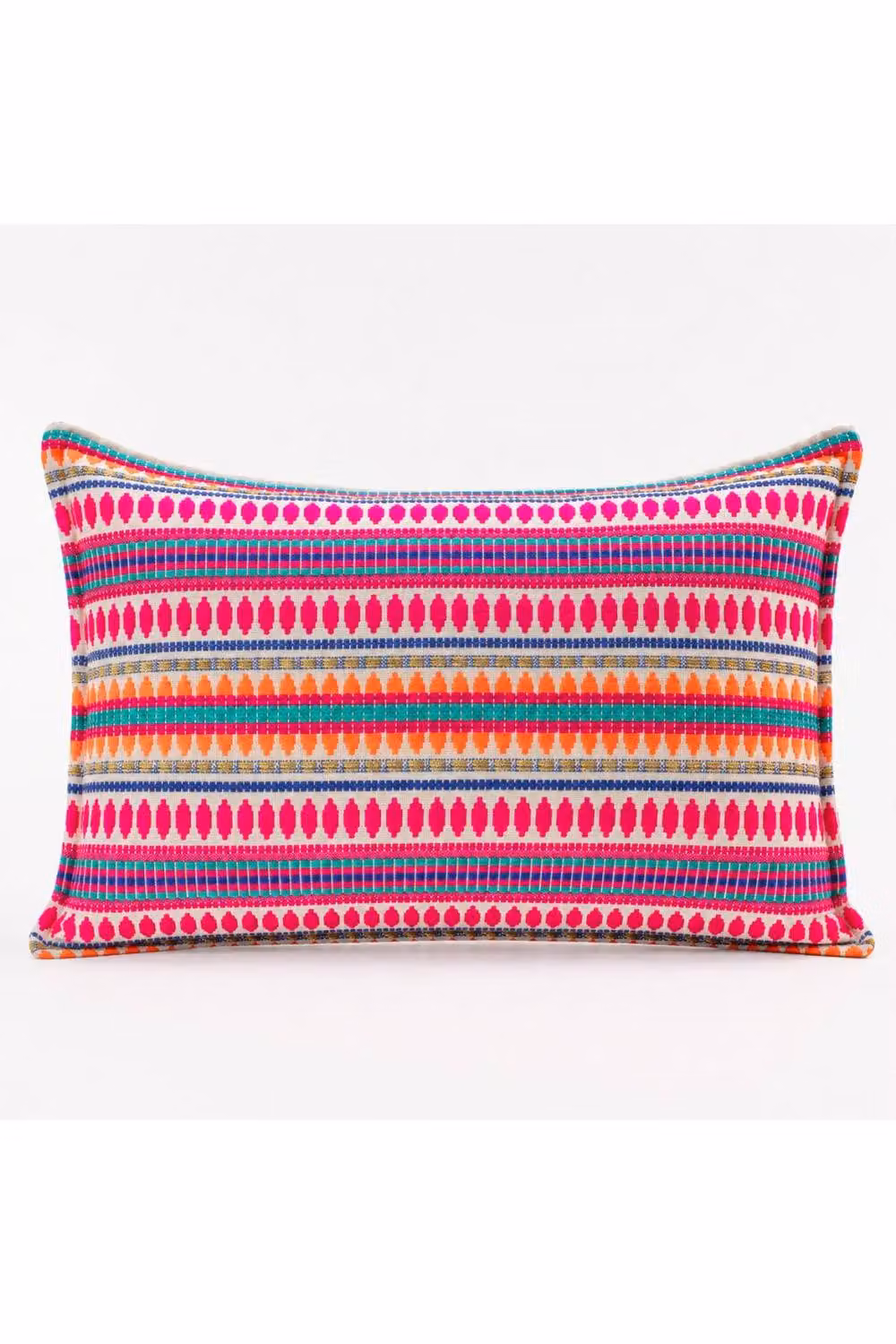 KDMD Neon Stripes Classic Cotton Lumbar Cushion Cover, Multicolour, W: 50 cm, H: 30 cm – 2