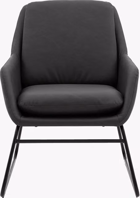 Perch & Parrow Retro Armchair in Anthracite Grey Synthetic Leather with Metal Frame