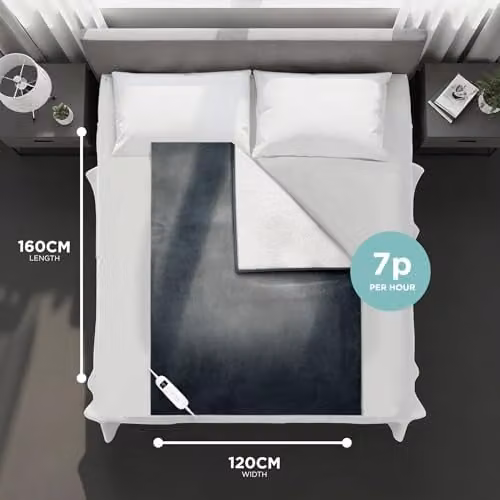 DMD Collective Heated Electric Fleece and Flannel Blanket Throw in Grey, W/D/H: 120 x 160 cm – 2