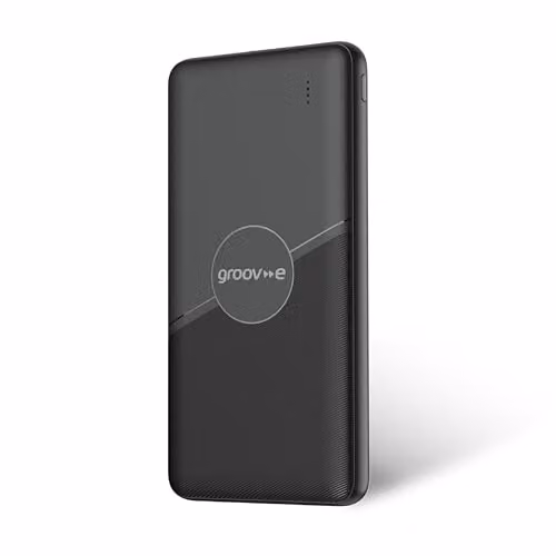 Groov-e 10000mAh Portable Power Bank with USB-A, USB-C and Micro-USB Ports, Black – 1