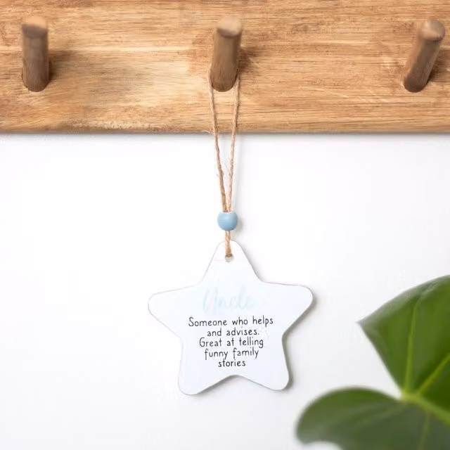 Kingsbury Gifts Small White Hanging Star Sentiment Wall Plaque for Uncles