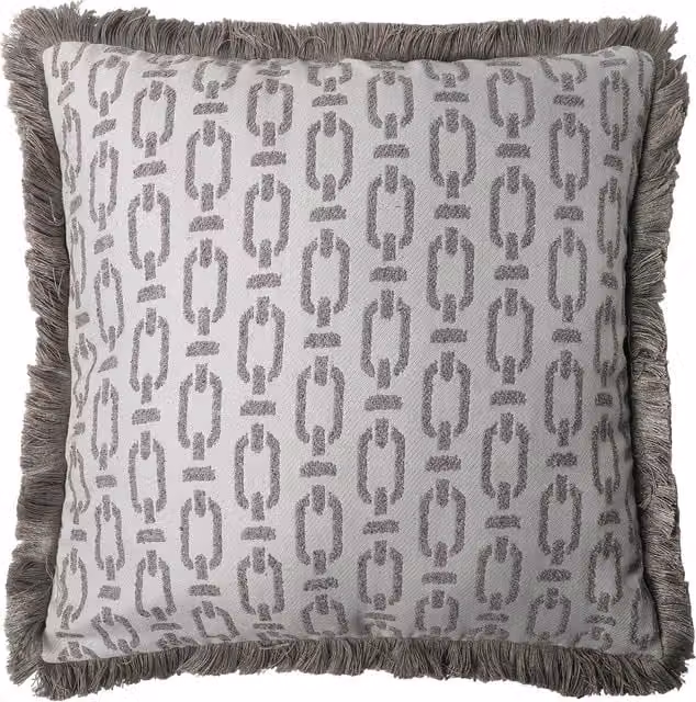 Divante Atticus Chain Link Fringe Cushion in Grey