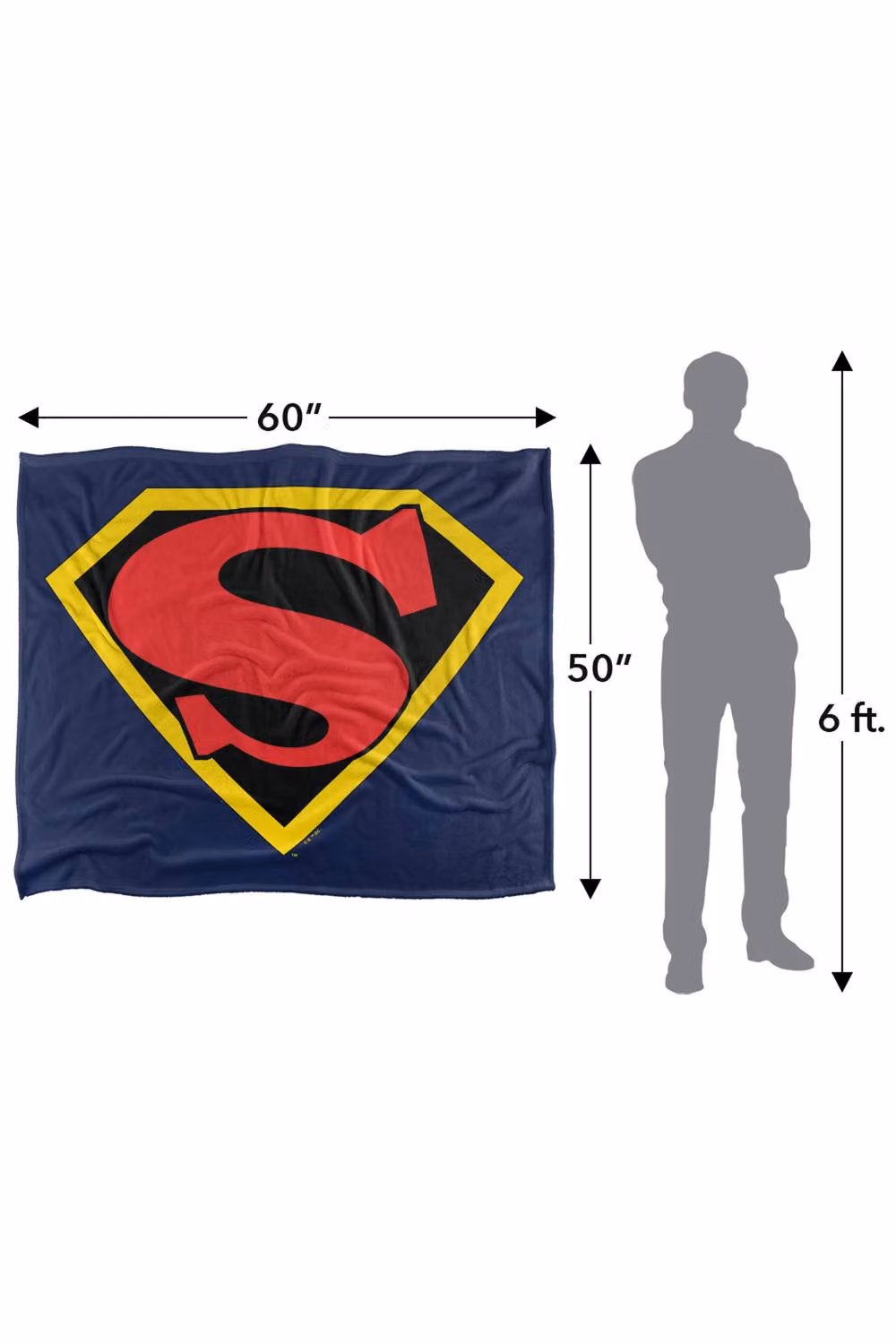 LOGOVISION Superman 1941 Shield Super Soft Silky Touch Fleece Throw Blanket, Multicolour, W: 127.0 cm x D: 152.4 cm x H: 152.4 cm – 7