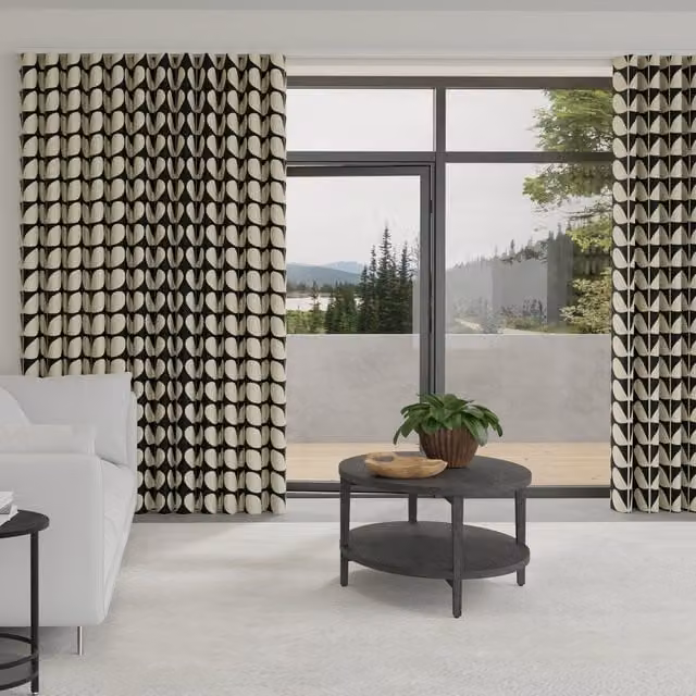 Orla Kiely Jumbo Solid Stem Made to Measure Blackout Wave Curtains in Black