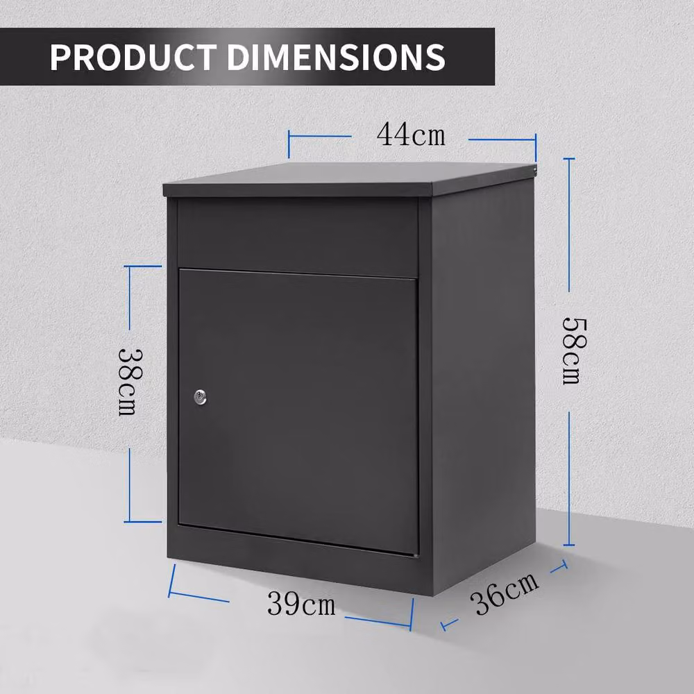 Dprodo Wall Mounted Parcel Drop Box in Black, H: 58.0 cm x W: 36.0 cm x D: 39.0 cm – 4