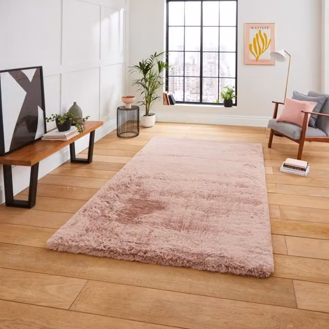The Rug Shop UK Modern Shaggy Pink Area Rug, W: 150 cm, L: 230 cm – 1