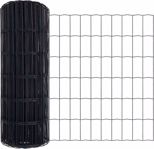 Berkfield Home Euro Fence Grey PVC Coated Steel Rectangular Fencing 0.4 x 50 m – 1