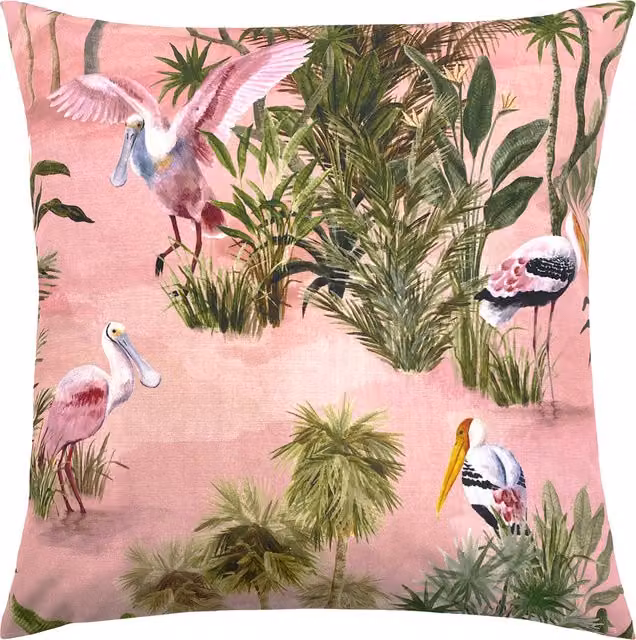 Make it a Home Jungle Marshes Floral Outdoor Cushion Cover, Pink, W/D/H: 43 x 43 x 43 cm