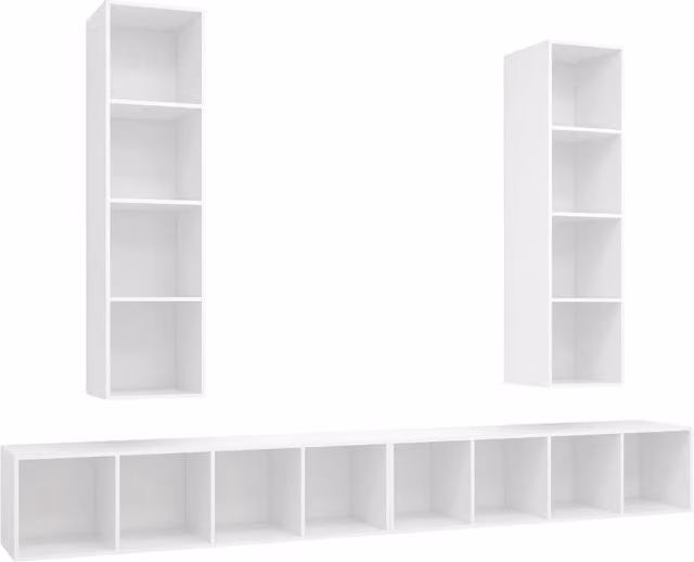Berkfield Home Set of 4 Wall-mounted Minimalist TV Cabinets in Matt White MDF