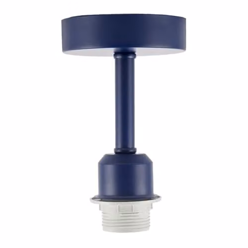 Happy Homewares Industrial Blue Metal Cylinder Ceiling Light Fitting with E27 Holder, W/D/H: 12 x 12 x 17 cm