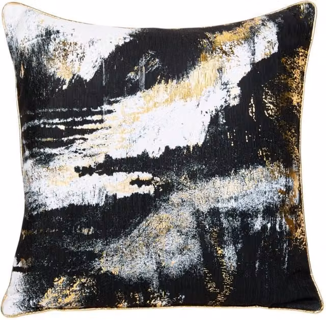 Divante Octavia Abstract Square Graphic Cushion in Black and Gold