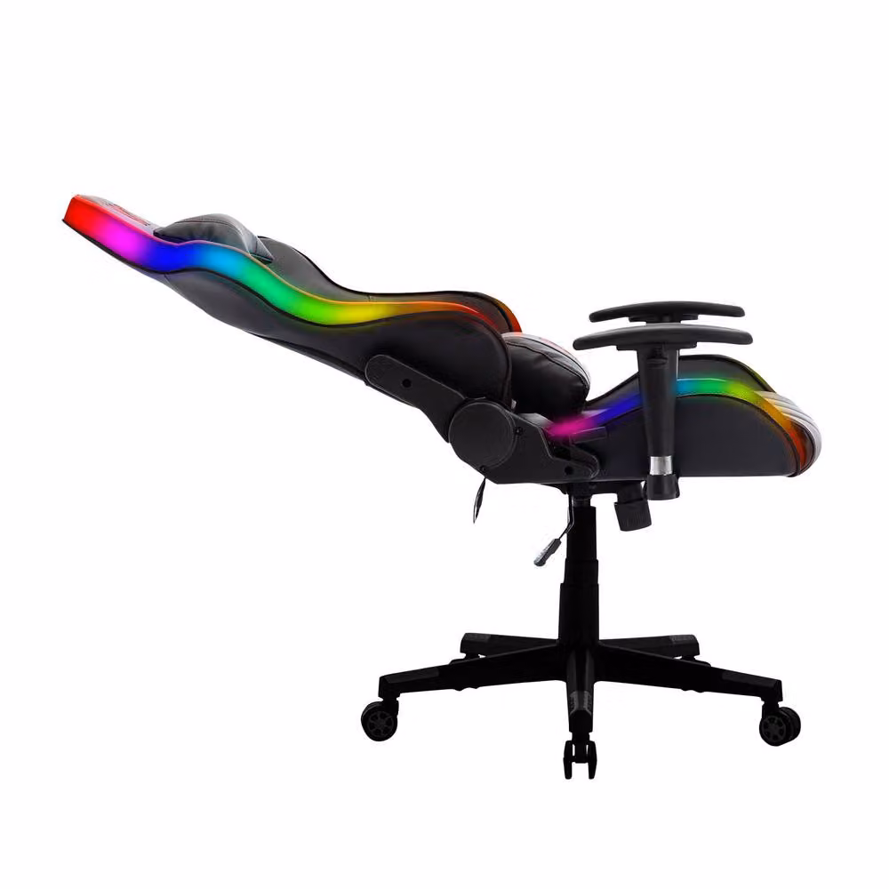 Neo Black Synthetic Leather LED Racing Gaming Chair with Armrests and Headrest – 3
