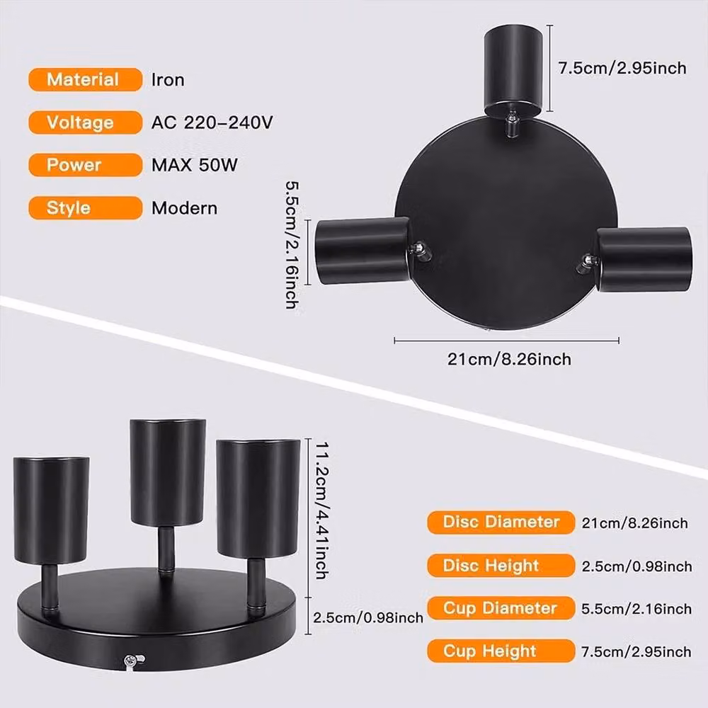 KORVIXA 3 Way Adjustable Round LED Ceiling Spotlight in Black – 2