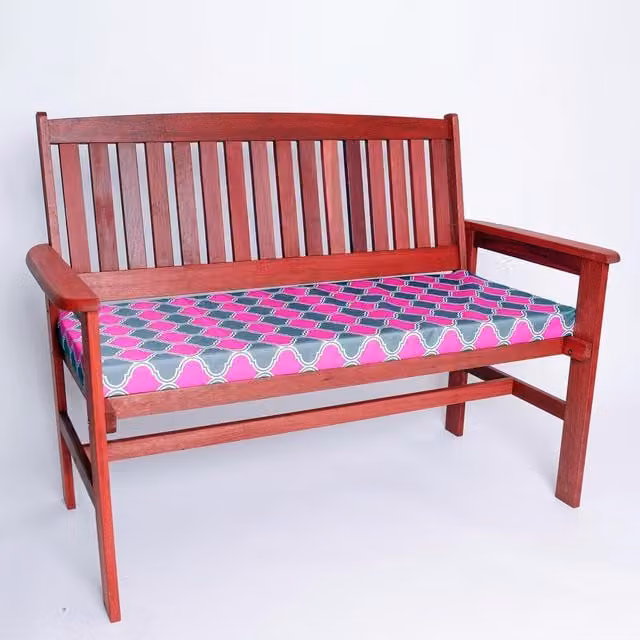 Roseley 4 Seater Water Repellent Rectangular Bench Pad with Foam Filling in Grey and Pink