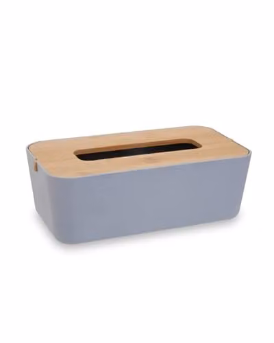 Orsina Grey Bamboo Fibre Rectangular Tissue Box Holder with Lid W/D/H: 14 x 9 x 14 cm
