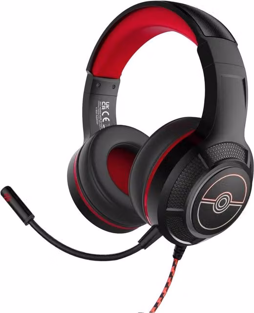 Pokeball PRO G4 Wired Over-Ear Gaming Headphones - Black and Red