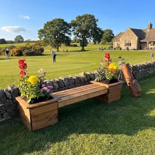 Charles Taylor Knights Double Planter Bench in Brown, W135 x D47.5 x H40 cm