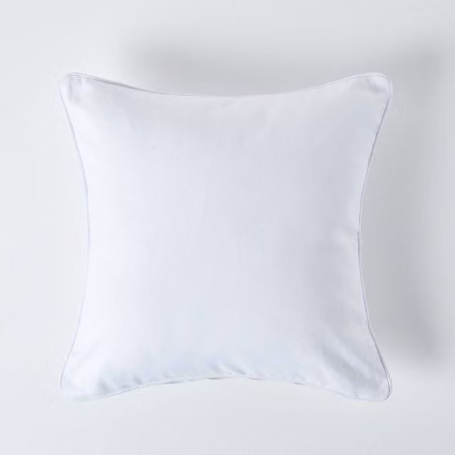 Homescapes Plain Cotton Square Cushion Cover, White, W/D/H: 30 x 30 x 1 cm