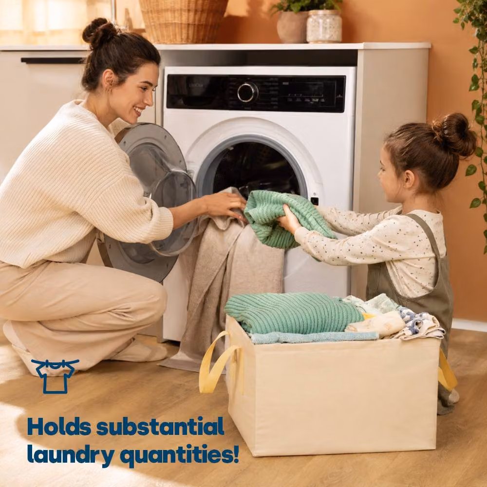 LIVIVO Collapsible Laundry Storage Bag with Handles, 2 Pack, Beige – 3