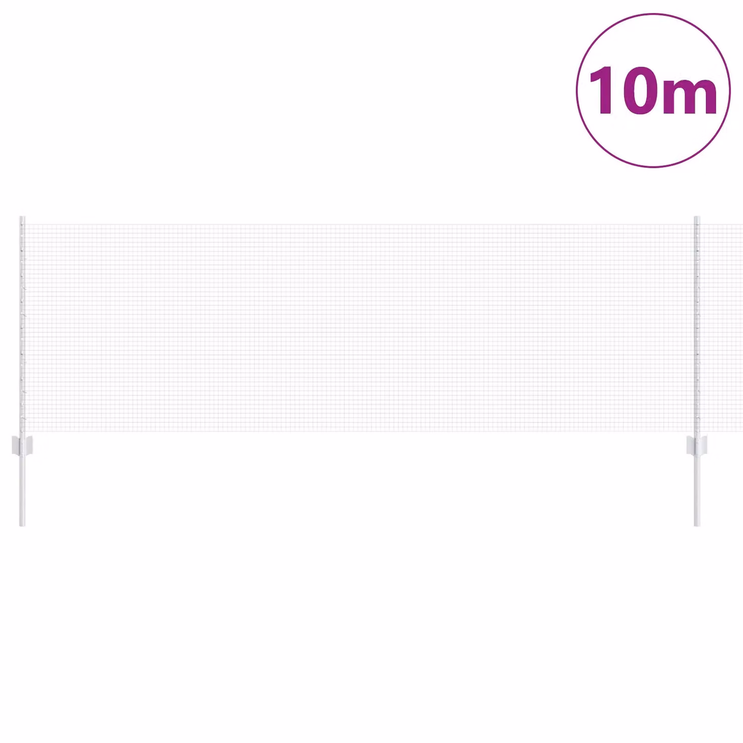 Berkfield Home Silver Galvanised Steel Welded Wire Fence with 5 U-Profile Posts, W: 10 m, H: 0.8 m – 2