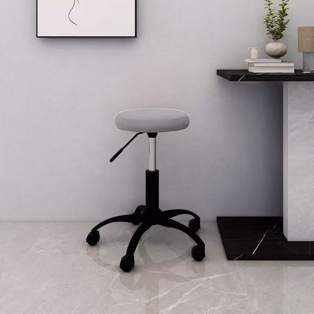 Berkfield Modern Swivel Task Chair in Light Grey Velvet – 1