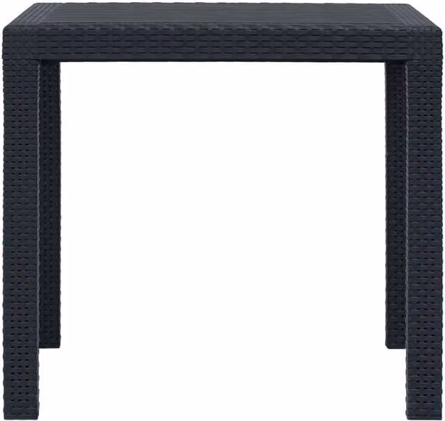 Berkfield Home Anthracite Garden Table with Black Plastic Rattan Look, W/D/H: 79 x 79 x 72 cm – 1