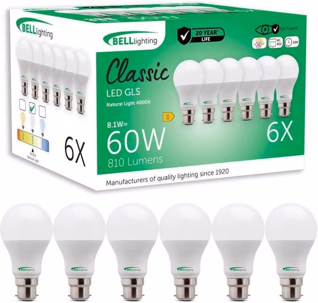 BELL Lighting B22 LED Globe Bulbs, White, 6 Pack – 1