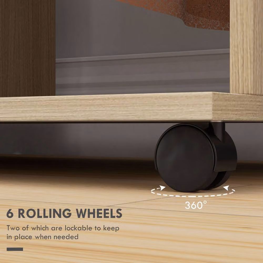 STILVORA Wardrobe with Shelves and Wheels in Sand, W/D/H: 120 x 40 x 128 cm – 5