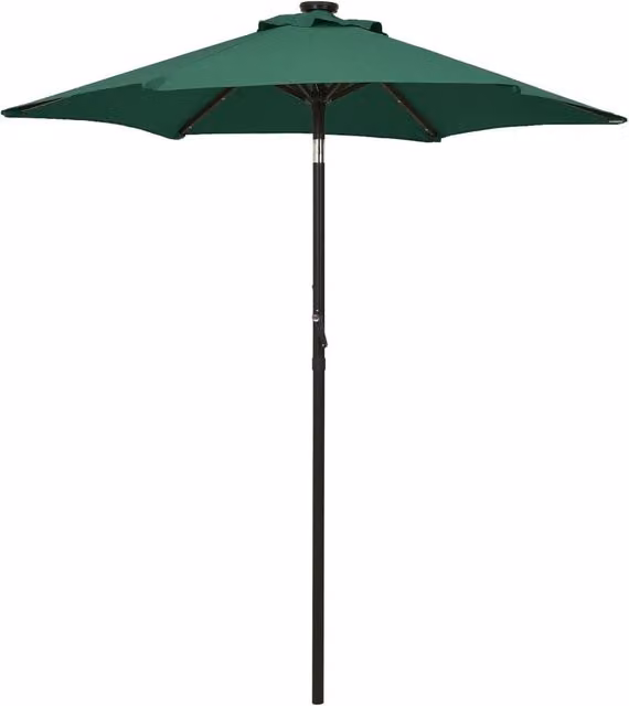 Berkfield Home Green Aluminium Parasol with LED Lights, W: 200 cm, H: 211 cm