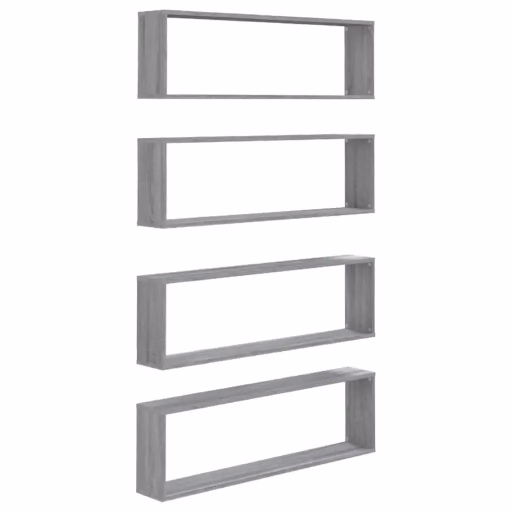 Berkfield Home Wall Mounted Cube Shelves, 4 Piece Set in Grey Sonoma, W/D/H: 100 x 30 x 15 cm – 2