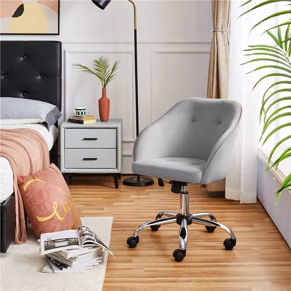 Kelvenix Modern Upholstered Swivel Task Chair in Grey – 4