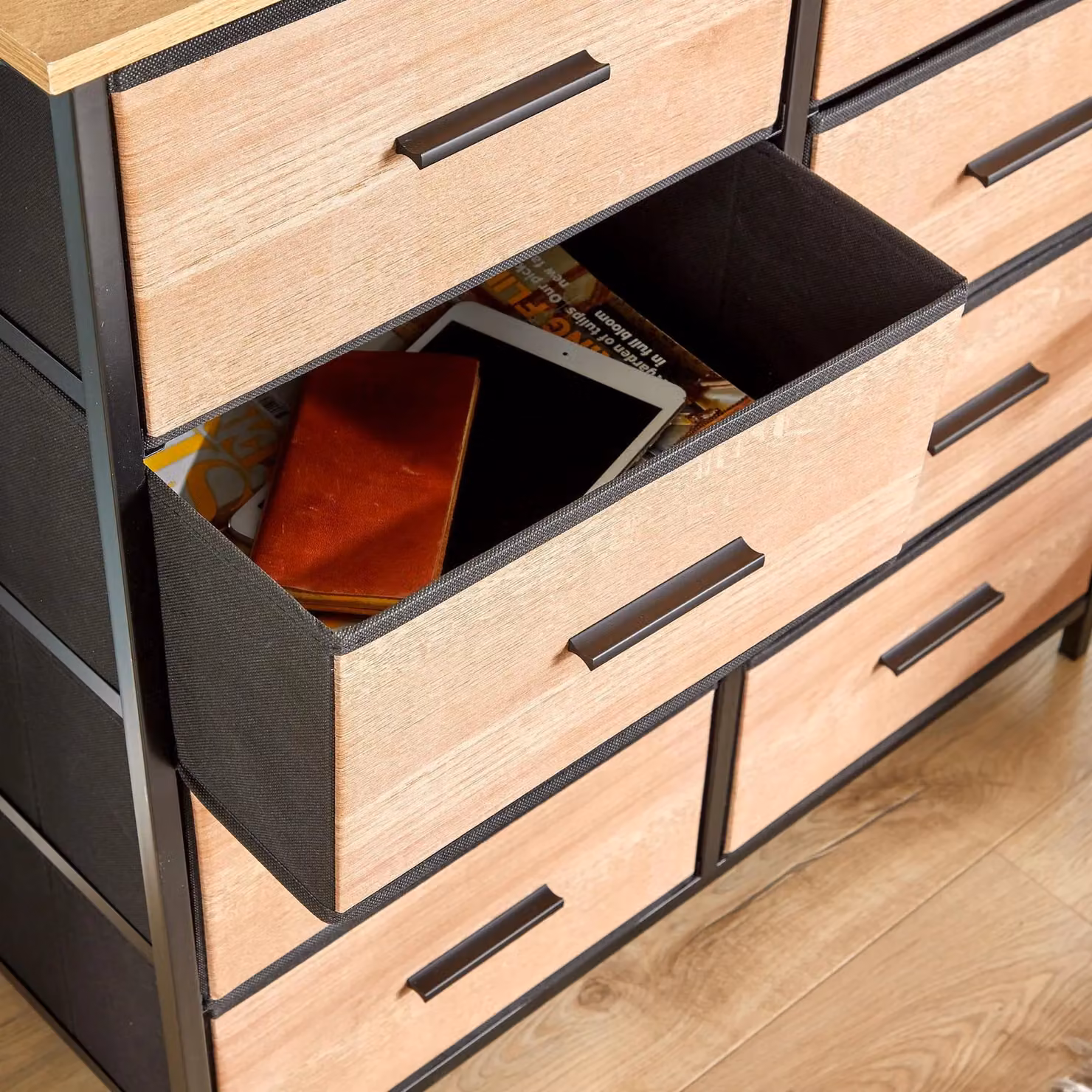 Home Source 8 Drawer Storage Chest in Brown with Modern Compact Design, Width: 80 cm – 5