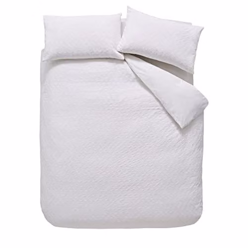 Bianca Waffle Cotton Circle Double Duvet Cover Set with Pillowcases, White, Duvet Cover: 200 x 200 cm, Pillowcases: 50 x 75 cm – 3