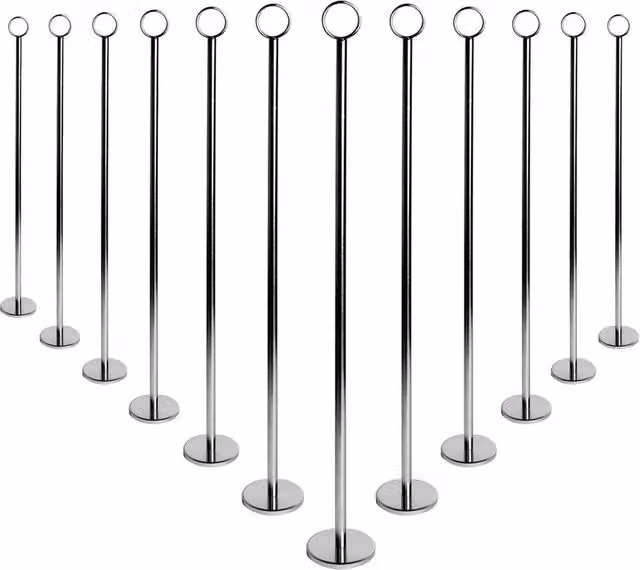 Havendro 12-Piece Wedding Table Number Holders and Place Card Stands, Silver, Height: 46 cm