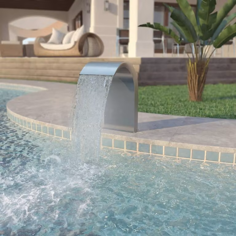 Berkfield Home Stainless Steel Pool Fountain in Silver, W/D/H: 45 x 30 x 65 cm