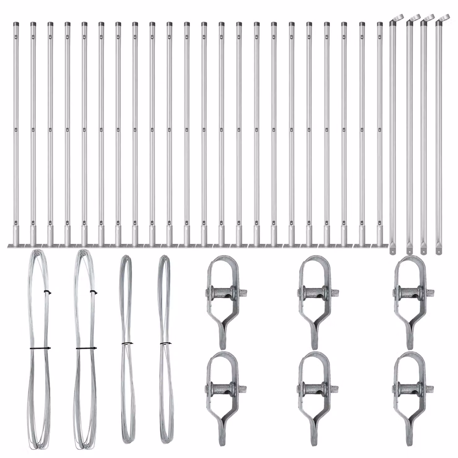 Berkfield Home Set of 26 Square Galvanised Steel Fence Posts, Silver, W/D/H: 3.2 x 3.2 x 110 cm – 1