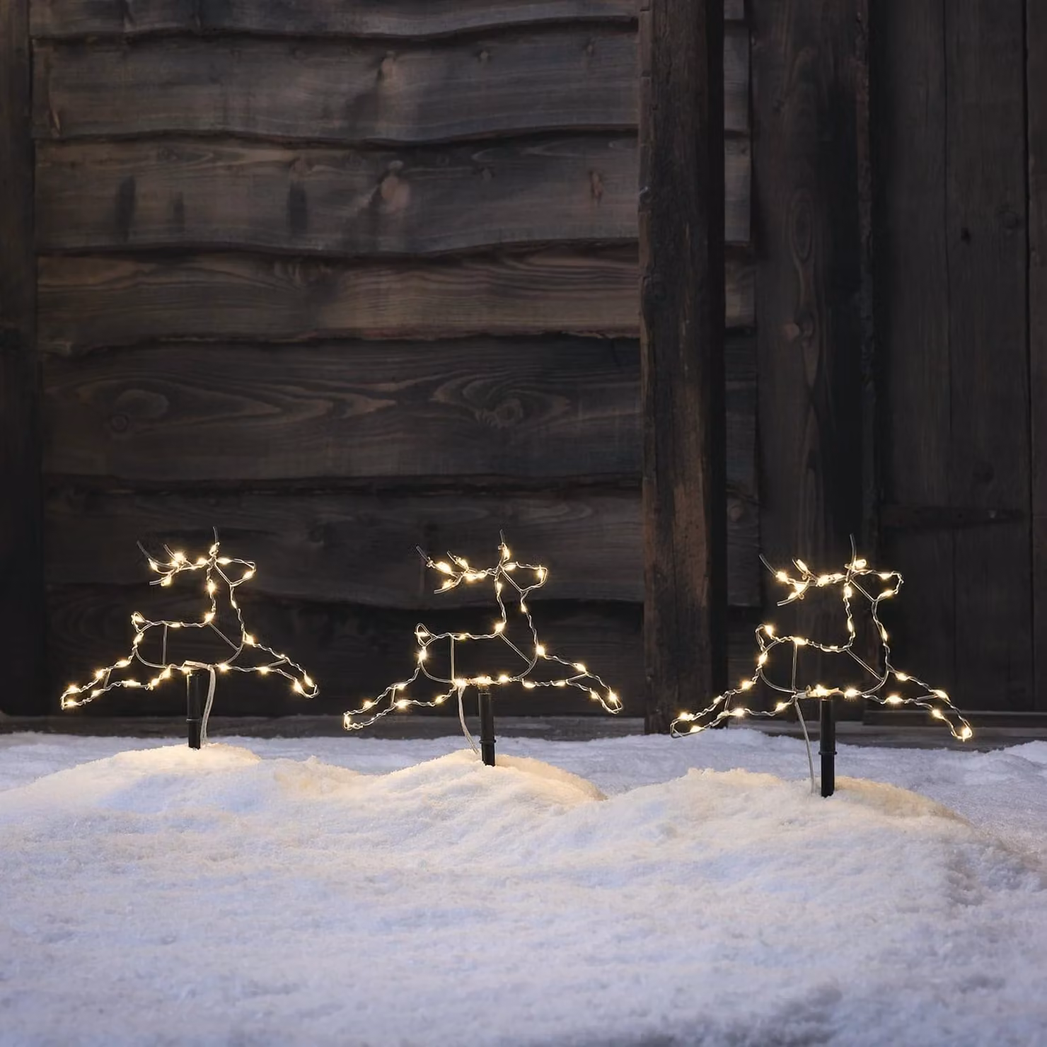 Lights4fun Set of 3 Mini Reindeer Multicolour LED Stake Lights
