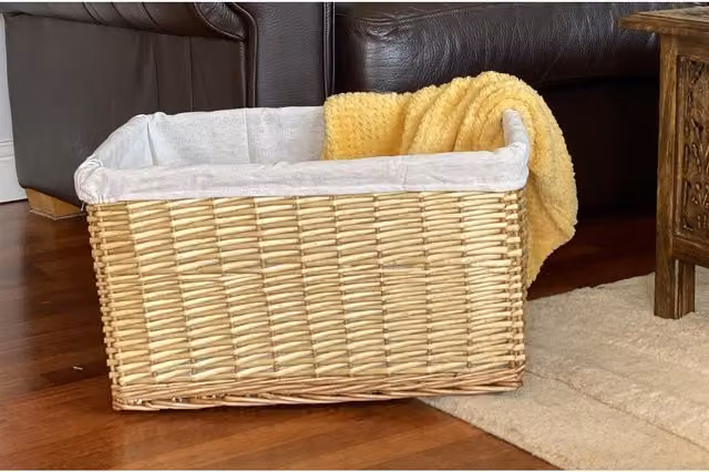Topfurnishing Open Weave Rattan Log Basket in Yellow and Beige, Height: 43 cm