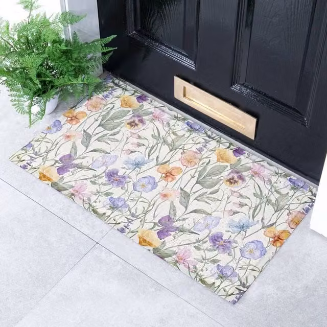 Artsy Mats Watercolour Wild Flowers Doormat, Multicolour, W: 70 cm, D: 40 cm – 1