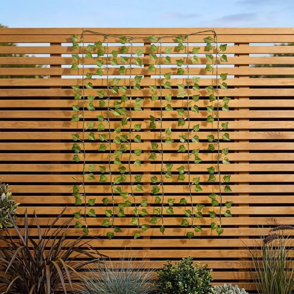 Garden Greatness Green Ivy Leaf LED Curtain Lights with Warm White Glow – 2
