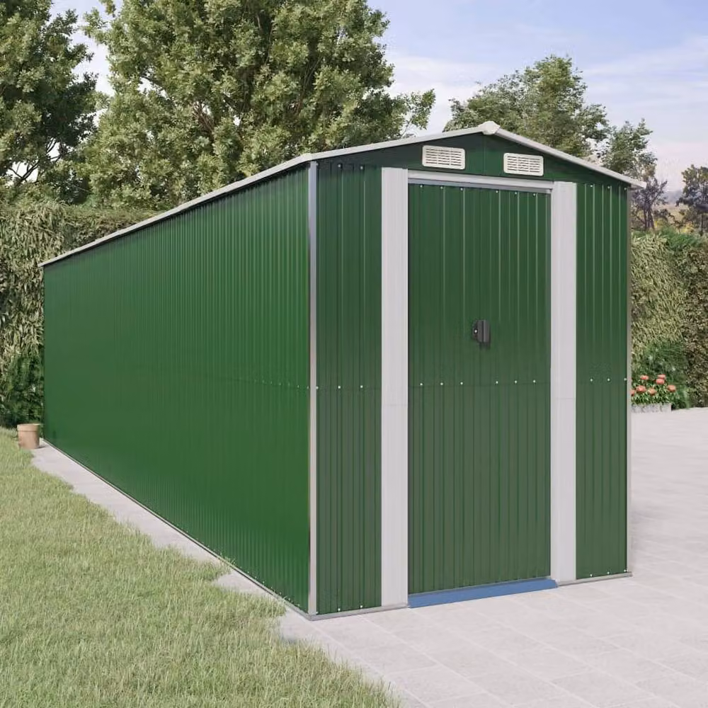 Berkfield Green Galvanised Steel Gable Garden Shed W: 772 cm, D: 192 cm, H: 223 cm – 2